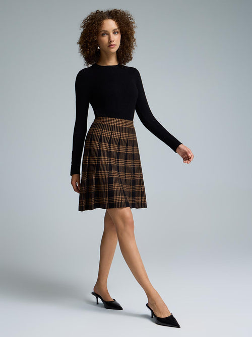 Houndstooth Flippy Sweater Knit Skirt