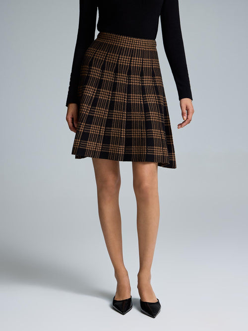Houndstooth Flippy Sweater Knit Skirt