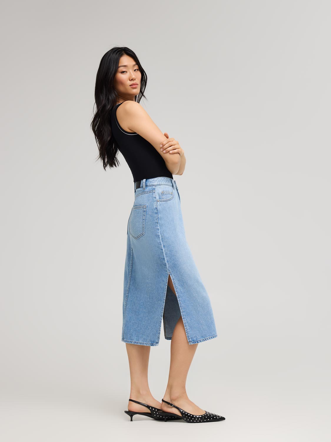 Long Cotton Denim Skirt – Suzy Shier