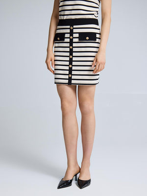 Striped Mini Skirt Black