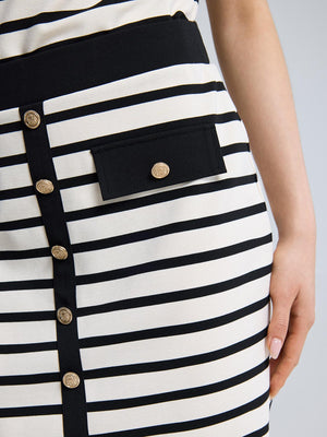 Striped Mini Skirt Black