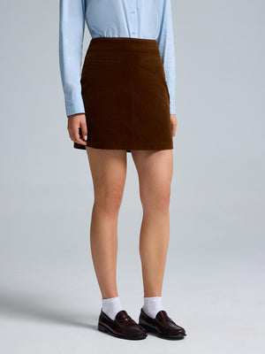 Corduroy A-Line Mini Skirt Amber Brown
