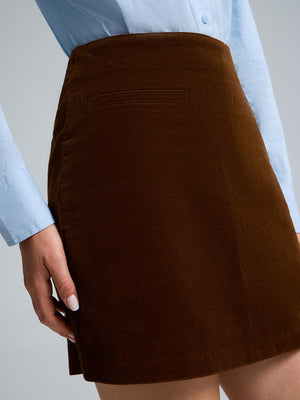 Corduroy A-Line Mini Skirt Amber Brown