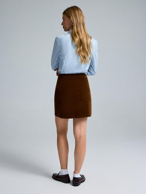 Corduroy A-Line Mini Skirt Amber Brown
