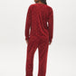 Raspberry Dots Print Velour PJ Set - Woman Wearing Cozy Lounge Set - Suzy Shier