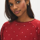 Raspberry Dots Print Velour PJ Set - Woman Wearing Cozy Lounge Set - Suzy Shier
