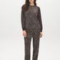 Coffee Bean Animal Print Velour PJ Set - Woman Wearing Cozy Loungewear - Suzy Shier