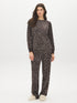 Coffee Bean Animal Print Velour PJ Set - Woman Wearing Cozy Loungewear - Suzy Shier