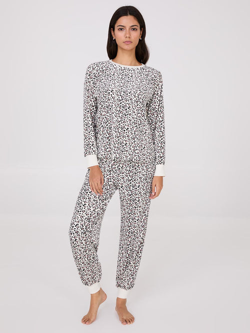 Animal Print Velour Pajama Set