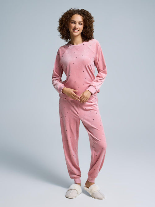 Ensemble pyjama en velours à pois