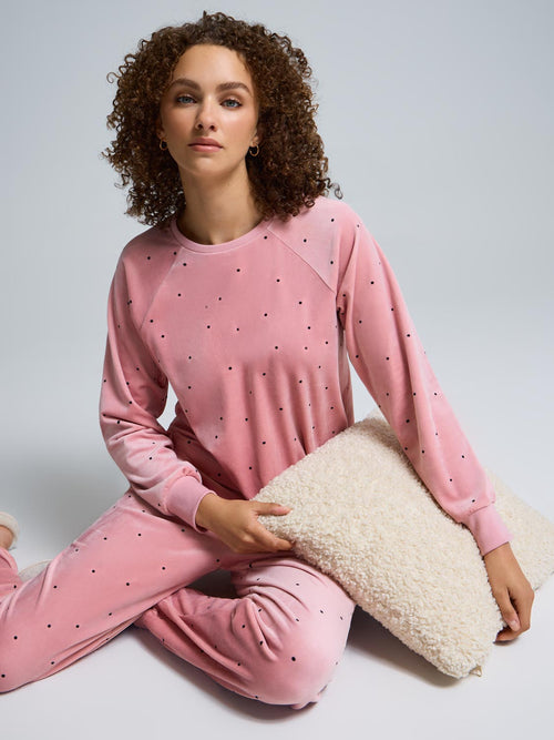 Ensemble pyjama en velours à pois