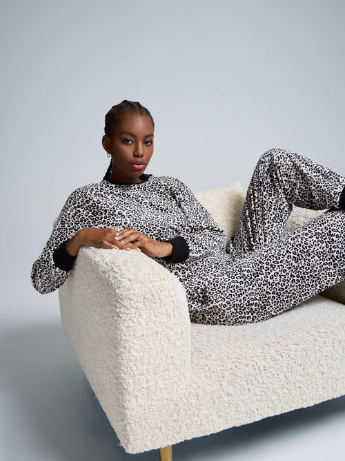 Ensemble pyjama en velours à imprimé animal