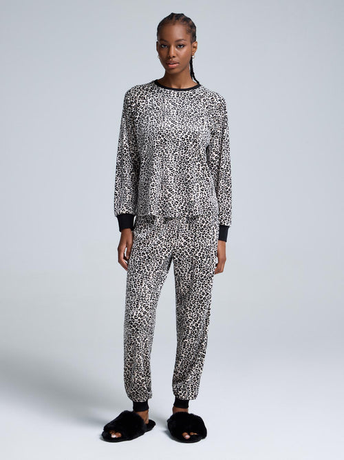 Ensemble pyjama en velours à imprimé animal