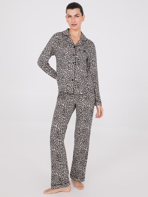 Animal Print Button-Down Pajama Set