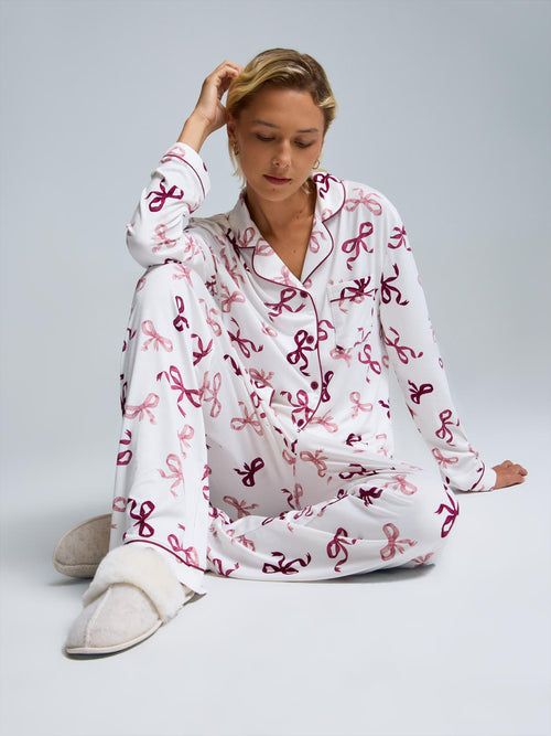 Ensemble pyjama boutonné à imprimé de boucles