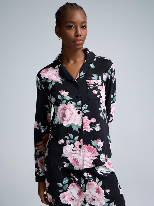 Ensemble pyjama boutonné à imprimé floral