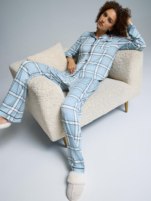 Ensemble pyjama boutonné à imprimé à carreaux