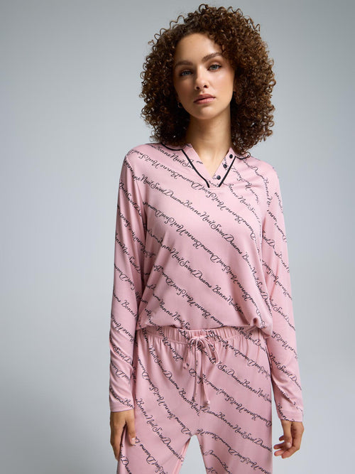 Ensemble pyjama imprimé à col fendu