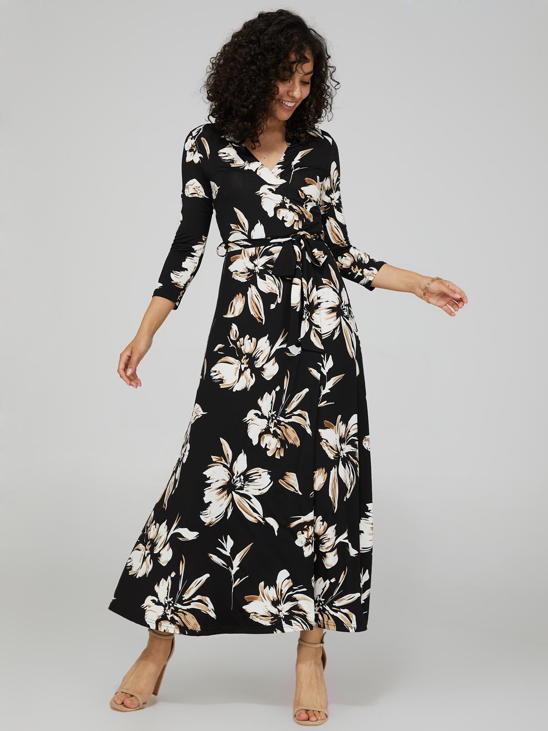 Palm Leaf Cross-Front Maxi Dress – Suzy Shier