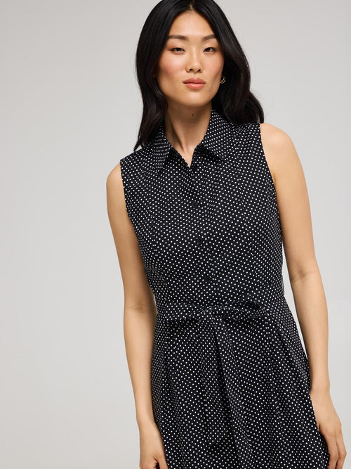 Polka Dot Cotton Midi Shirt Dress