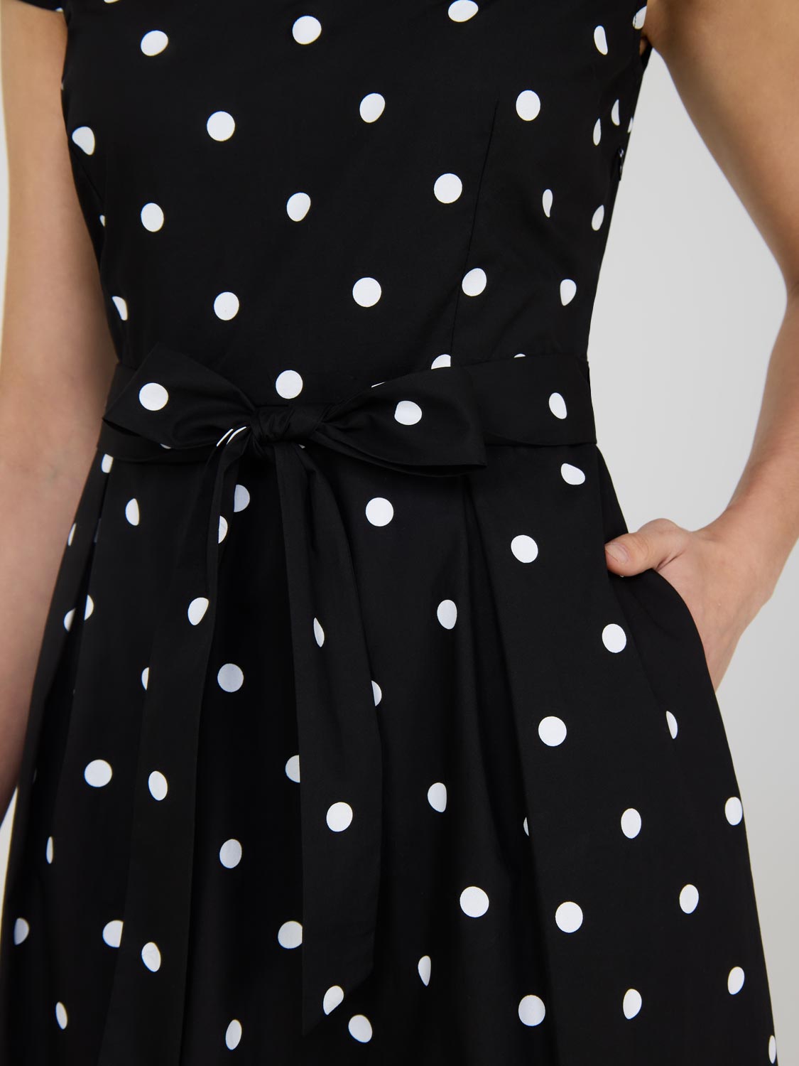 Dot Print Fit & Flare Cotton Midi Dress – Suzy Shier