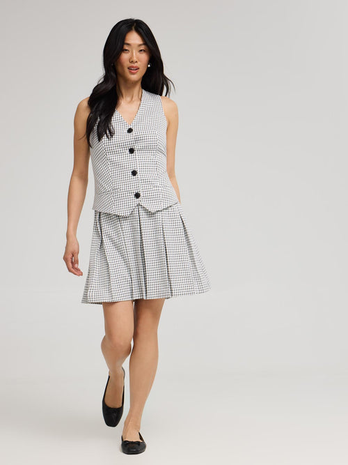 2-Fer Check Print Vest Dress