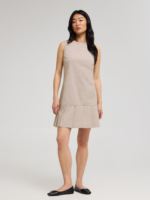 Sleeveless Mini Check Pleated Hem Dress