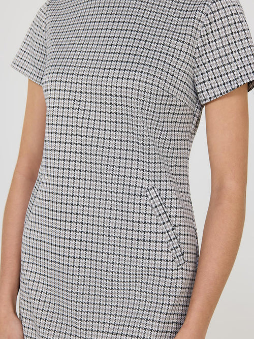 Houndstooth Short Sleeve Mini Dress