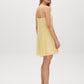 Banana Crepe Ditsy Print Chiffon Mini Dress - Woman Wearing V-Neck Dress with Adjustable Straps - Suzy Shier