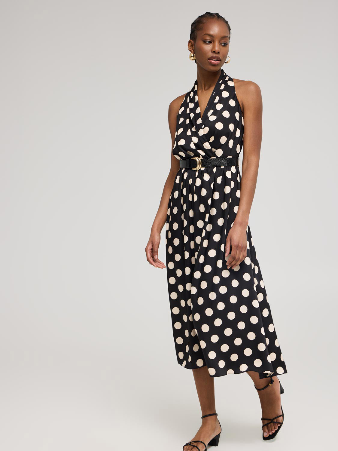 Sleeveless Crossover A-Line Midi Dress – Suzy Shier
