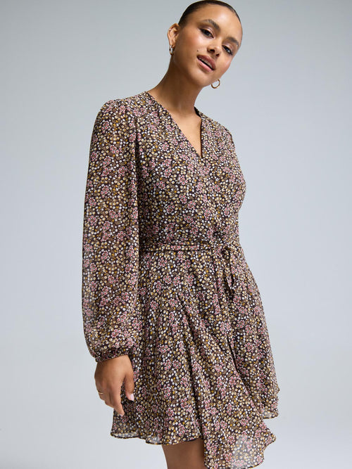 Ditsy Floral Fit & Flare Mini Chiffon Dress