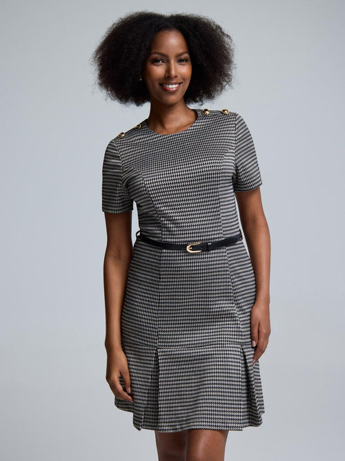 Belted Mini Check Dress