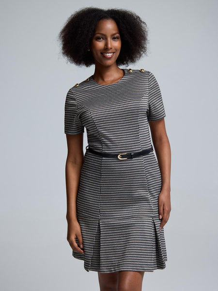 Belted Mini Check Dress – Suzy Shier
