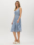 Infinity Ditsy Print Tiered Dress - Woman Wearing Scoop Neck Dress with Tie Detail - Suzy Shier