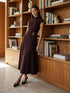 Winetasting Keyhole Back Knit Dress with Belt - Front View - Suzy Shier