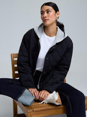 Hooded Quilted Jacket Black
