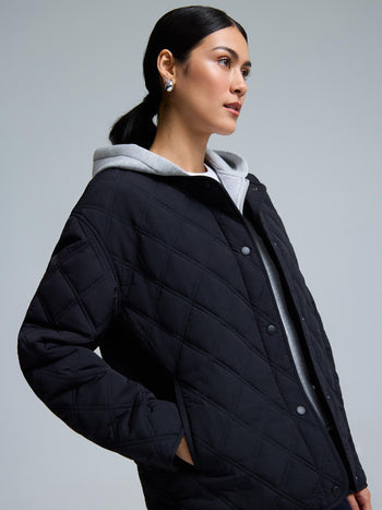 Hooded Quilted Jacket Black