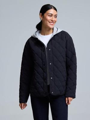 Hooded Quilted Jacket Black