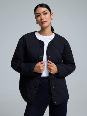 Hooded Quilted Jacket Black