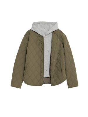 Veste matelassée à capuche amovible Dk Green