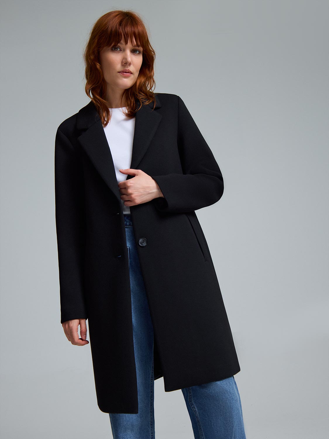 美品 セオリー CHINTZED TWIL CLEAN CAR COAT Single-Breasted Car Coat - Faux Wool Mid-Length Women's