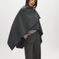 Grey Melange Woven Cape with Contrast Scarf - Woman Draped in Stylish Cape - Suzy Shier