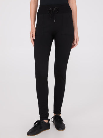 Seamless Leggings With Drawstring Waistband Black