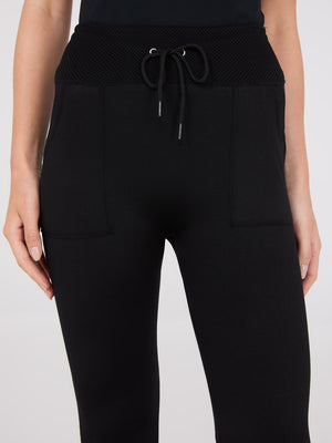 Seamless Leggings With Drawstring Waistband Black