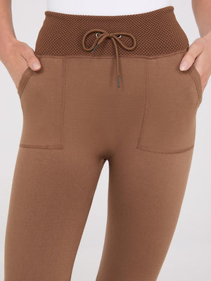 Seamless Leggings With Drawstring Waistband Med Brown