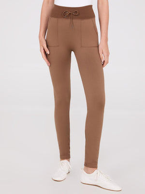 Seamless Leggings With Drawstring Waistband Med Brown