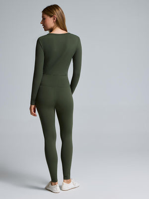 High-Rise Basic Leggings Dk Green