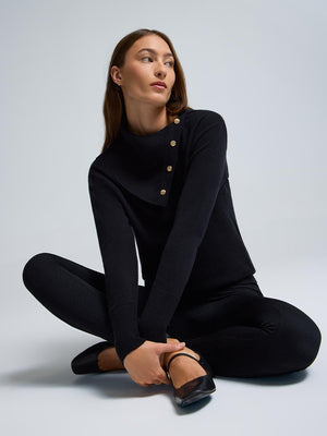 Cable Knit Fleece Lined Seamless Leggings Black