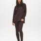 Brown Brushed Knit Leggings with Wide Waistband - Woman Wearing Stretchy Knit Leggings - Suzy Shier