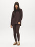 Brown Brushed Knit Leggings with Wide Waistband - Woman Wearing Stretchy Knit Leggings - Suzy Shier
